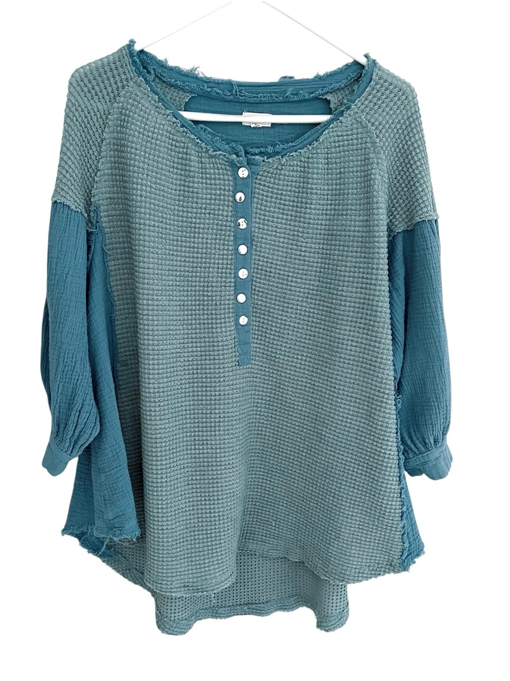 POL Oversized Knit Henley Top